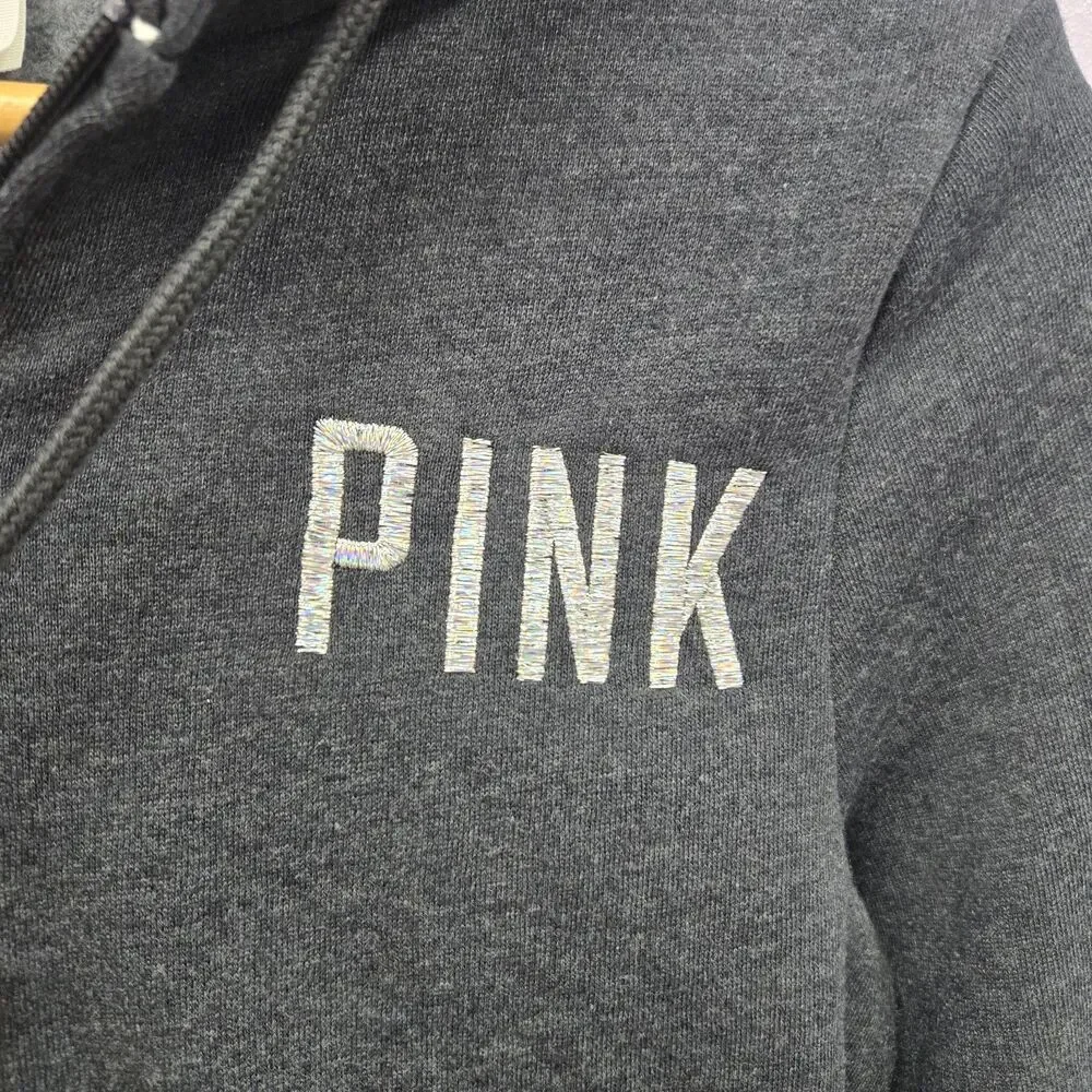 VS PINK Y2K Hoodie New York Bling Sequin XS Statue Of Liberty Zip Up Sweatshirt